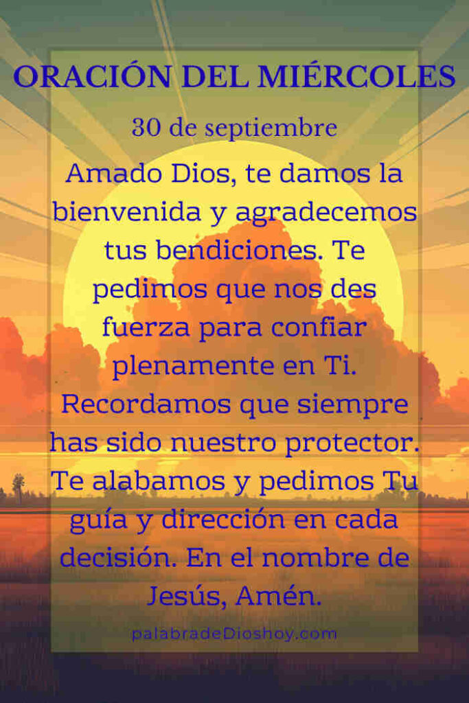 Oración del día de hoy miércoles 30 de septiembre