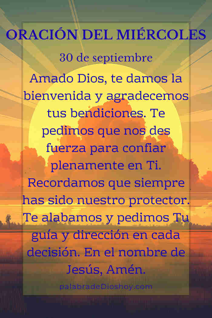 Oración del día de hoy miércoles 30 de septiembre de 2026 1 Oración del día de hoy miércoles 30 de septiembre
